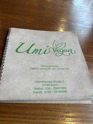 Menu #Veganuary at Umi Vegan in Berlin
