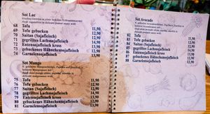 1st 9 pages (of 16) of menu at Umi Vegan at Umi Vegan in Berlin