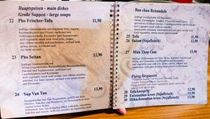 1st 9 pages (of 16) of menu at Umi Vegan at Umi Vegan in Berlin