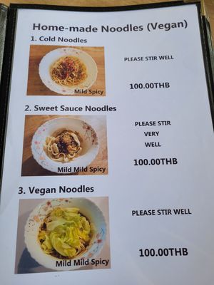 Menu at Gemini Dumplings & Noodles Restaurant in Koh Tao