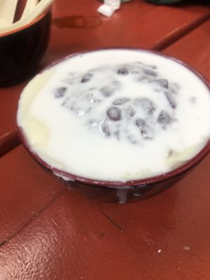 Tofu pudding with red bean and coconut milk   at Excellent Tofu & Snacks in Richmond