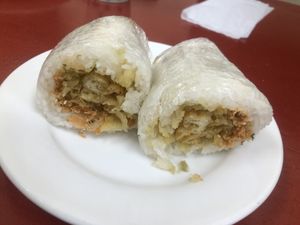 Vegetarian sticky rice roll (not 100% sure if it was vegan tbh but it didn’t taste like it had milk anyway)  at Excellent Tofu & Snacks in Richmond