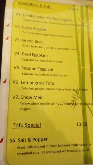 Menu 4 at Veggie Today in Concord