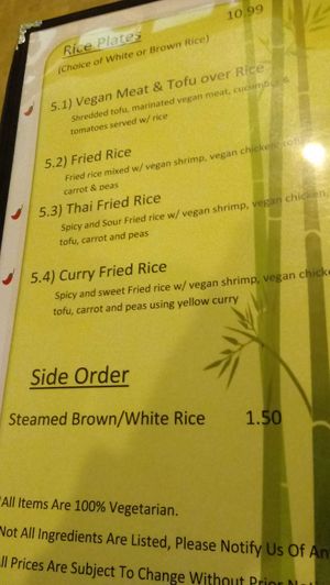 Menu 10 at Veggie Today in Concord