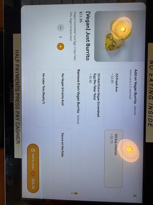 Vegan Burrito options   at Egg Tuck in Hollywood