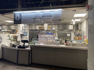 Stand inside Durham food hall   at Mango Indian Grill in Durham