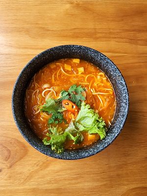 Korean kimchi ramen at nomVnom Cafe in Johor Bahru