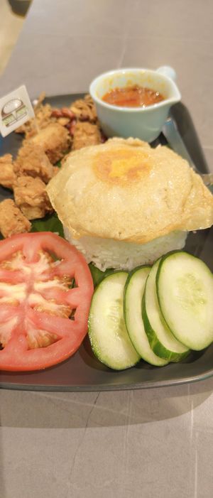 Vegan egg nasi lemark at nomVnom Cafe in Johor Bahru