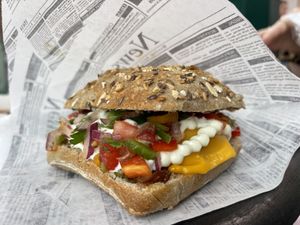 Mushroom Burger 🍔   at Gupi Vegan Pastry - Pop Up in Lisbon
