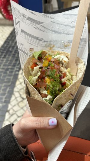 Mushroom wrap! Very messy to eat but tasty 🍄   at Gupi Vegan Pastry - Pop Up in Lisbon