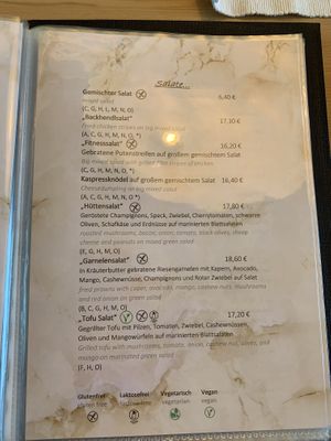 Speisekarte  at Schönwieshütte in Soelden