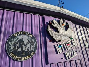 Outside at Mythical Pizza in Berkeley Springs