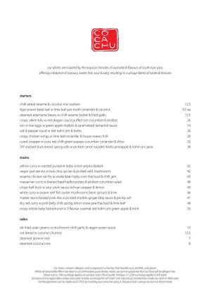 Menu   at Coca Chu in Hamilton Island