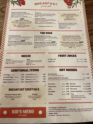 Breakfast menu  at STN - Comptoir Libanais in Stansted