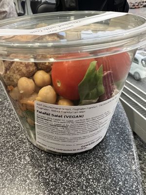 Vegan Falafel salad with edamame and chickpeas!  Salad & dressing were very tasty and filling!  at FRA - Perfect Day - T1 in Frankfurt