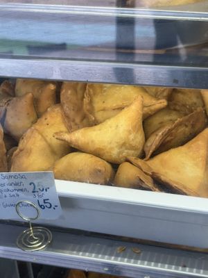 Vegan Samosa, you get 3 for 65 nok   at Dana Bakeri in Oslo