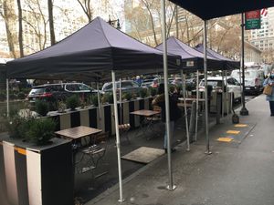Outdoor seating at Le Pain Quotidien - 40th St in New York City