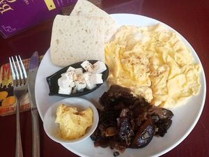 Savory toast breakfast at BaZaar Café  in Kampot