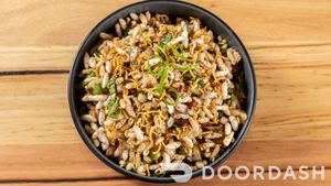 puffed rice salsa at Momo Central - Bourke St in Melbourne