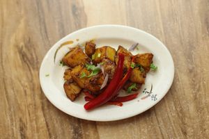 vegan chilli potato at Momo Central - Bourke St in Melbourne