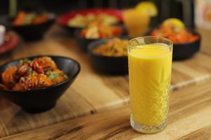 mango lassi , chilli momo at Momo Central - Bourke St in Melbourne