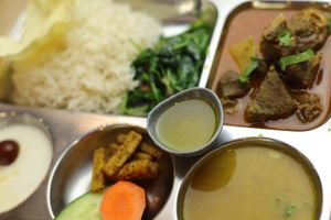 vegan or vego thali set at Momo Central - Bourke St in Melbourne