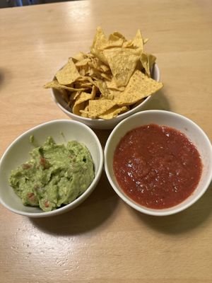 Salsa and chips with guacamolee  at Laughing Planet - Willamette St in Eugene