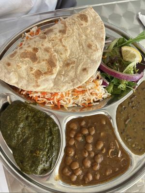 Vegan Thali plate  at Husna's Indian Kitchen in Cheltenham