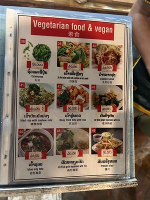 There’s about 4-5 pages of dishes that can be made vegan  at Tib Khao in Luang Prabang