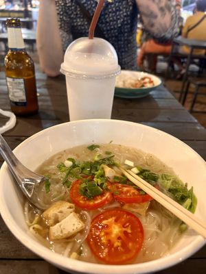 Tofu noodle soup - a cheap and delicious fave (had it twice!)  at Tib Khao in Luang Prabang