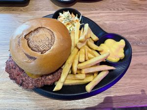 Jackfruit burger with fries and cheez sauce  at Smashup! in Aachen