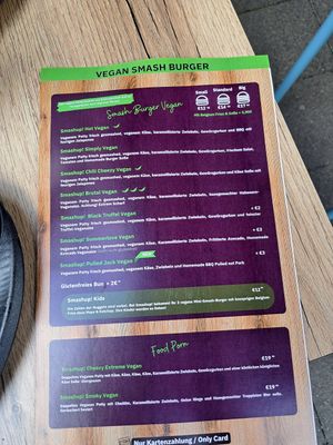 Speisekarte at Smashup! in Aachen