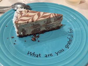 I am grateful for this cake. at Cafe Gratitude in Venice