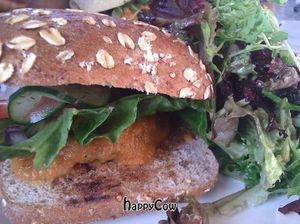 Veggie burger at Cafe Gratitude in Venice