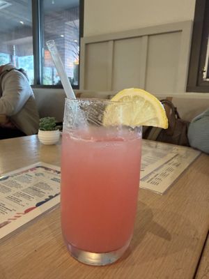 I AM LUMINOUS
 SPARKLING ROSE LEMONADE housemade sparkling lemonade, Gifted tincture, rose water  at Cafe Gratitude in Venice
