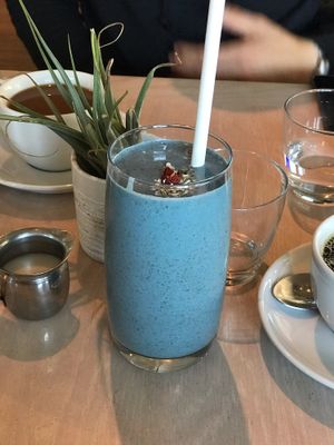 Spirulina Smoothie  at Cafe Gratitude in Venice