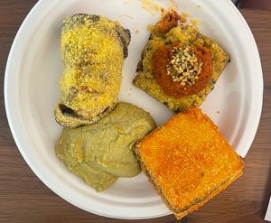 Hummus, lasagna, eggplant parmigiana   at Artisti del Vegetariano - Corso Magenta in Milan