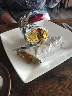 Breakfast burrito at Chai Village in Manchester