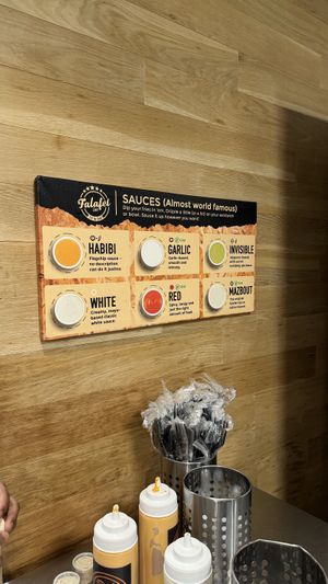 Salsas (no todas veganas)  at Falafel Inc in Washington