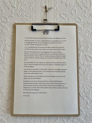 Message from the hosts   at Blaeberry House in Inverness