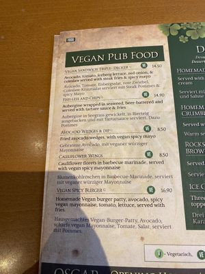 Neue vegane karte (februar 2024)  at Oscar Wilde's in Freiburg