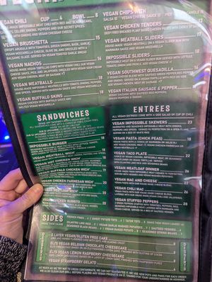 Vegan menu at Sebastian's Ale and Whiskey House in Lombard