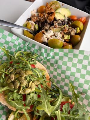 Avocado Bagel and Vegan Power Bowl  at The Hive in Cottonwood