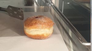 Vegan jam donuts at Lancefield Bakery in Lancefield