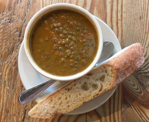 Soup of the day: lentils soup at Le Pain Quotidien - Rye in Rye