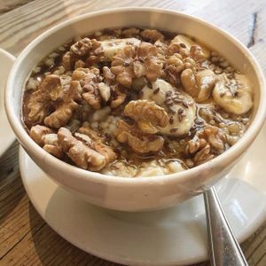Steelcut oatmeal w walnuts, bananas, and maple at Le Pain Quotidien - Rye in Rye