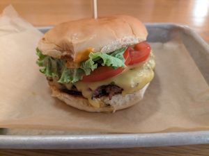 Fire chezburger at Next Level Veggie Grill – Ballard in Seattle