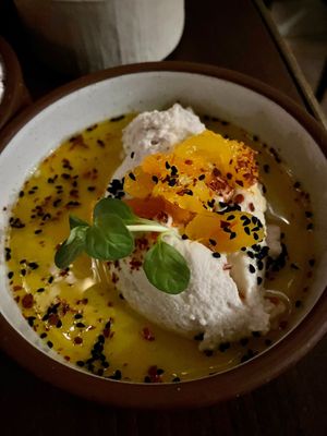 WHIPPED "RICOTTA" - Monty’s™ almond and cashew ricotta, apricots, aleppo peppers, saffron

 at Anixi in New York City