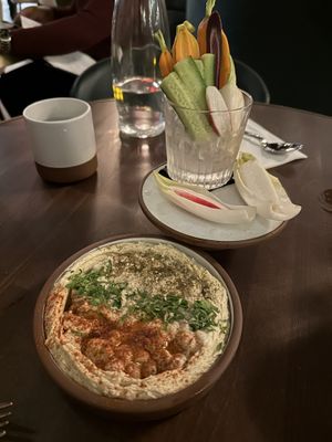 Hummus with a lovely mix of vegetables    at Anixi in New York City
