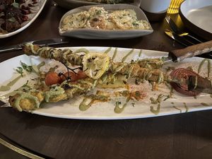 The “chicken” kebab  at Anixi in New York City